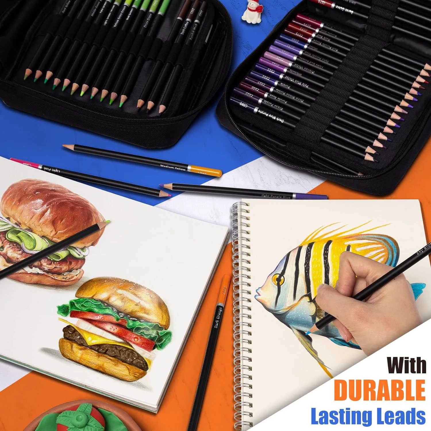 Kit da 72 matite colorate, materiali artistici per la colorazione di adulti, nucleo morbido a base di olio, ideale per colorare schizzi ombreggiature, nella custodia con cerniera 6