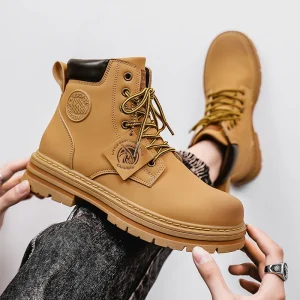 2025 Stivaletti invernali Stivali da uomo Stivali gialli da esterno Design classico Scarpe casual da uomo alte Botas Para Hombre 1