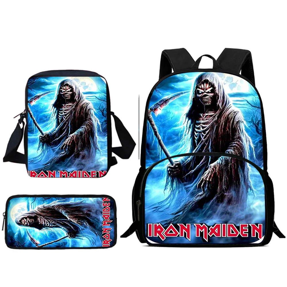 Zaini per bambini Borsa a tracolla in metallo M-maidens Band I-irons Astuccio per matite Borse da scuola di grande capacità per ragazzi e ragazze Miglior regalo 3