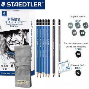 Set di matite per pittura professionale STAEDTLER tedesco SET4 Set di schizzi pittura serie 100 Set di tende per penna in gomma di plastica al carbone 1