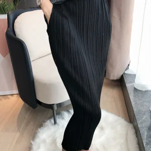 Miyake gonna donna pieghettata moda coreana Stretch Classic Lake Blue gonna a trapezio gonne lunghe dritte stile causale In Stock 1