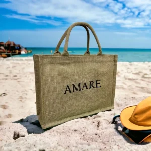 100 pz/lotto PE naturale rivestimento laminazione tela da imballaggio Logo personalizzato Eco Friendly drogheria Tote Bag riutilizzabile sacchetto della spesa di iuta 1