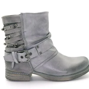 Scarpe rock Donna Punta tonda Stivali di gomma con cerniera Rivetti Grandi dimensioni Pioggia bassa Caviglia da donna Solido PU Frangia Tacco quadrato Microfibra Ri 1