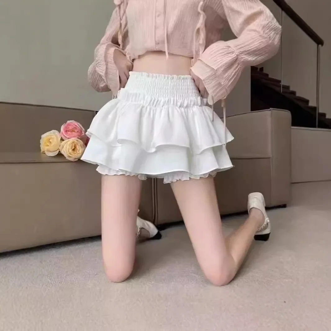 Minigonna soffice a vita alta per donna Primavera Estate Nuovo stile Prevenire l'esposizione Gonna corta Balletto Hot Girl Forma di torta 3