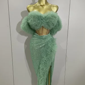 Paillettes lucide Top Gonna corta Due pezzi Set 2025 Donne Sexy Festeggia la sera Prom Compleanno Abito da festa Nightclub Stage Outfit 1