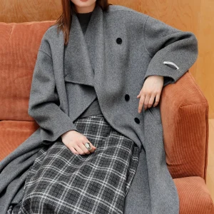 FSLE 【Serie Premium】 Cashmere Lusso Casual Colletto Autonomo Elegante Cappotto Double Face Donna 2025 Nuovo Cappotto di Lana di Arrivo 1