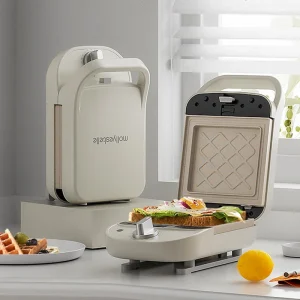 600W Elettrico Sandwich Maker Waffle Maker Multi-baker Macchina per la colazione Tostapane Cottura Pancake Sandwichera Doppio lato di calore 1