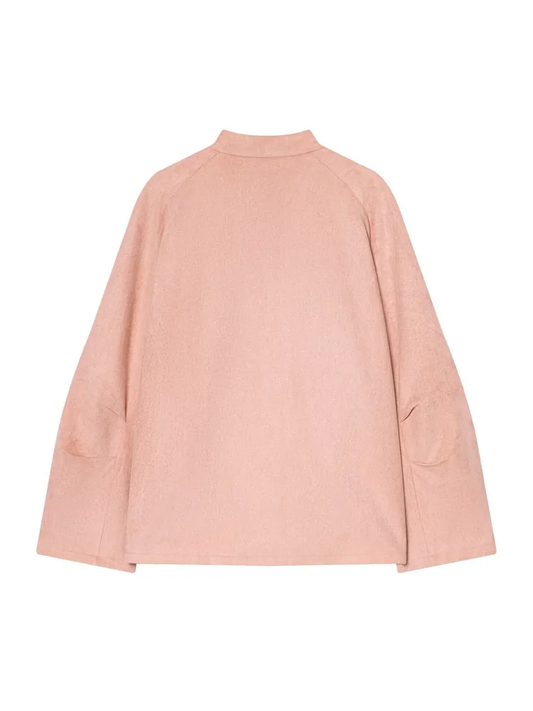 HH Donna Primavera Moda Colletto alla coreana Tinta unita Maniche lunghe Cerniera Giacca in pelle scamosciata Donna Chic Casual Sport Street Style Giacche 3