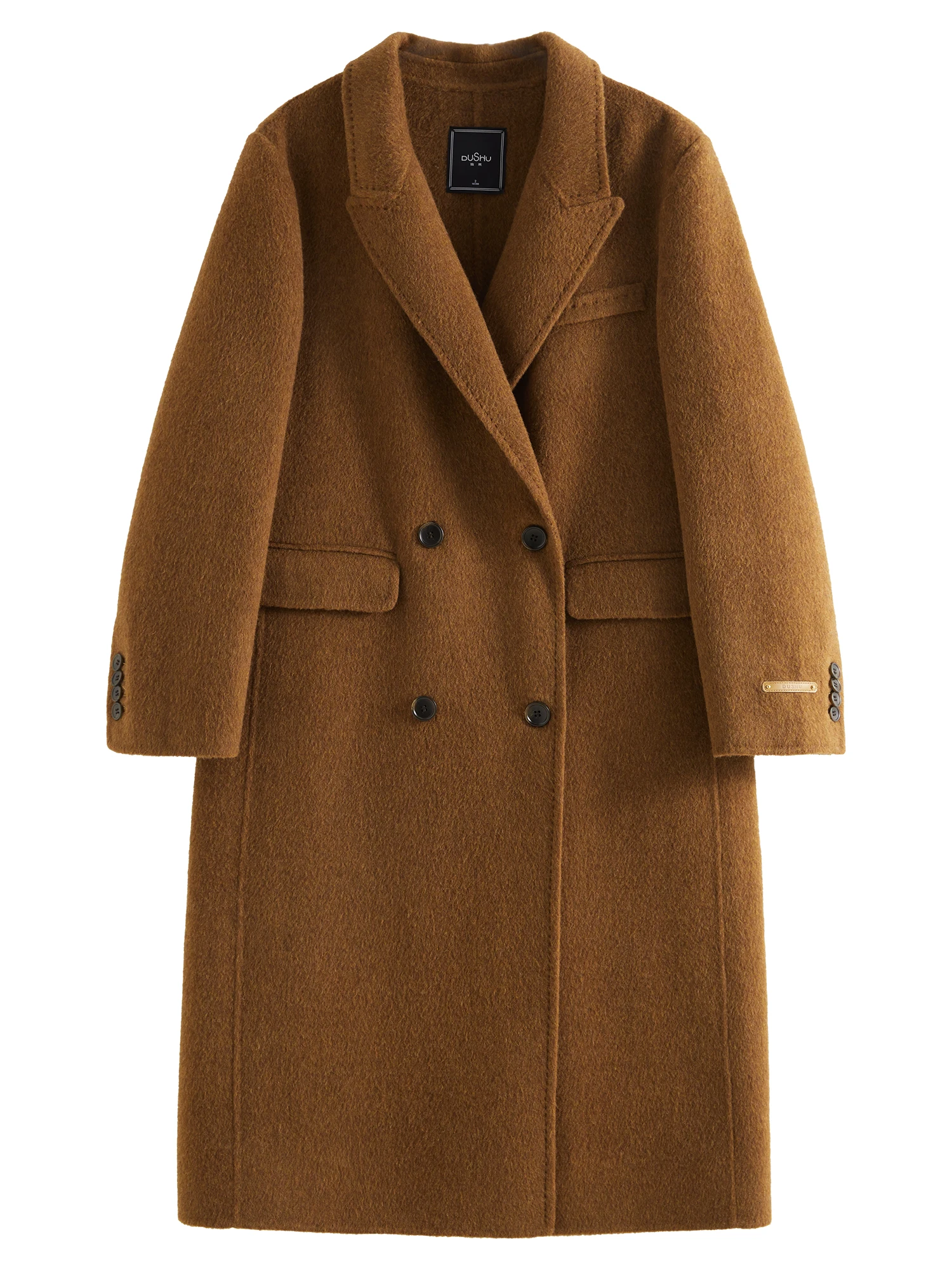 DUSHU 81.1% Lana Plus Size Cappotto di lana di yak double-face alla moda per le donne 2024 Inverno Nuovo design 2 colori Cappotto caldo 24DH84037 4