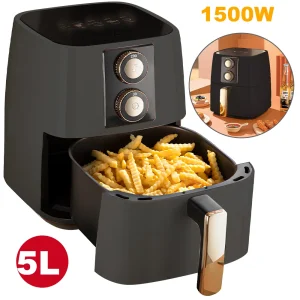 Friggitrici ad aria elettriche da 5 litri Cucina domestica automatica senza olio 360 ° Forno a convezione Friggitrice senza olio 1500W 1