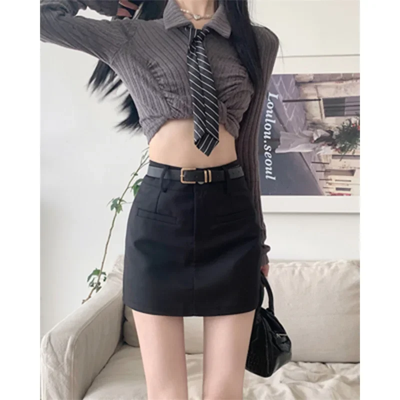 Minigonna a trapezio retrò a vita alta Minigonna aderente da donna Mezza lunghezza Estate Vendita calda della stagione Gonna sexy anti-esposizione Poliestere 2