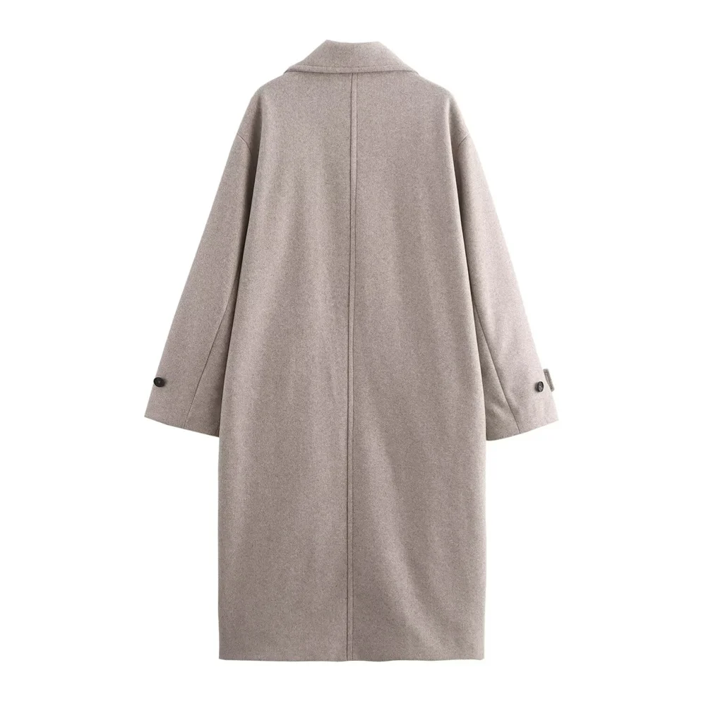 Cappotto lungo morbido e ampio da donna con colletto, tasca, decorazione con bottoni, autunno/inverno, nuovo prodotto, abbigliamento da donna 6