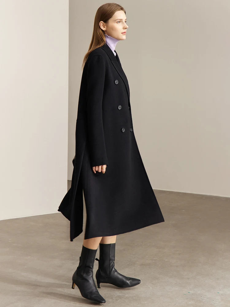 AMII Minimalismo 100% Cappotto di Lana Delle Donne 2024 di Inverno Doppio Petto Francese Elegante Pendolare Allentato Giacca Lunga Abbigliamento 12270566 6