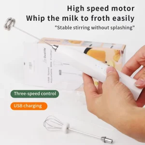 Montalatte portatile, frullino per le uova elettrico, ricarica wireless a 3 velocità, macchina per caffè per bevande, mini mixer portatile per marmellata da cucina 1