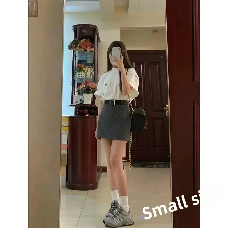 Minigonna a trapezio retrò a vita alta Minigonna aderente da donna Mezza lunghezza Estate Vendita calda della stagione Gonna sexy anti-esposizione Poliestere 3