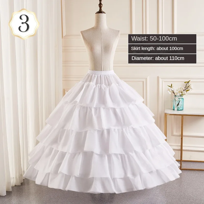 Sottogonna a 6 cerchi Sottoveste da donna Abito da sposa Pieghettato Crinolina Bianco Una linea Lunghezza pavimento Sotto la gonna Cancan Pettidresses 4