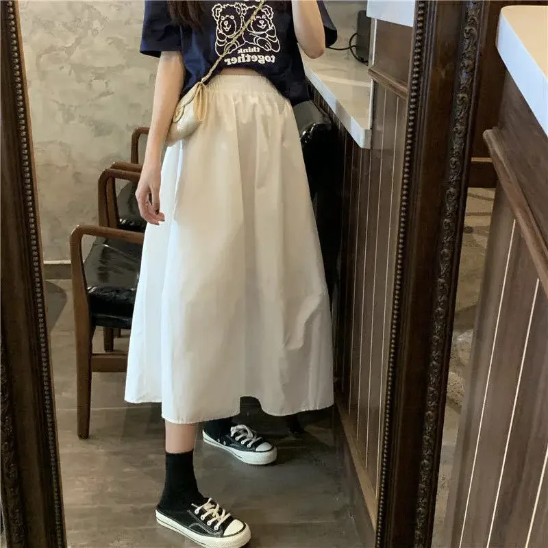 Elegante gonna a trapezio a vita alta Design semplice in tinta unita Stile preppy per gli studenti che pendono in estate Nuovo arrivo 3