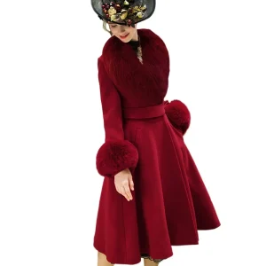 Tajiyane Cappotti da donna Giacca in vera lana Cappotto lungo in cashmere da donna Donna 100% collo in pelliccia di volpe Giacche eleganti Casacos TN1447 1