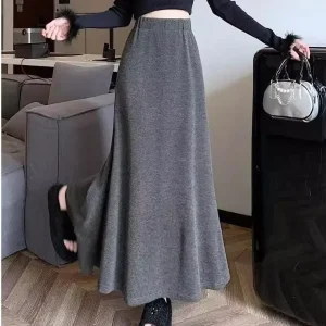 Gonna a coda di pesce lavorata a maglia snellente a vita alta da donna taglie forti Gonna a metà corpo drappeggiata in vita elastica Design Sensation Spring 1