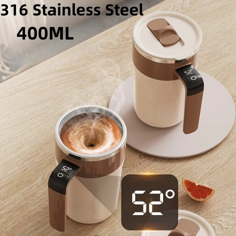 Tazza di miscelazione da 400 ml Display a LED della temperatura Tazza da caffè Tazza da caffè con agitazione magnetica rotante in acciaio inossidabile 316 Tazza con agitazione automatica per caffè al latte 2