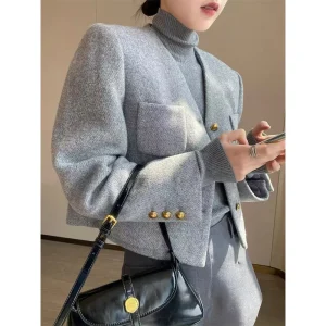MEXZT Elegante misto lana Cappotti Moda donna Giacca corta di lana Inverno Coreano Pendolarismo Capispalla Donna Scollo a V Cappotto Nuovo 1