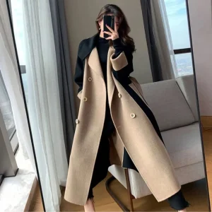 2025 Cappotto medio lungo in lana double face da donna nuovo arrivo Colore bloccato Stile ispirato a Hephzibah senza tempo Dimagrante ed elegante 1