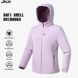 JNLN Giacca in pile impermeabile da donna Cappotto termico soft shell antivento Escursionismo all'aperto Campeggio Arrampicata Trekking Giacca a vento 1