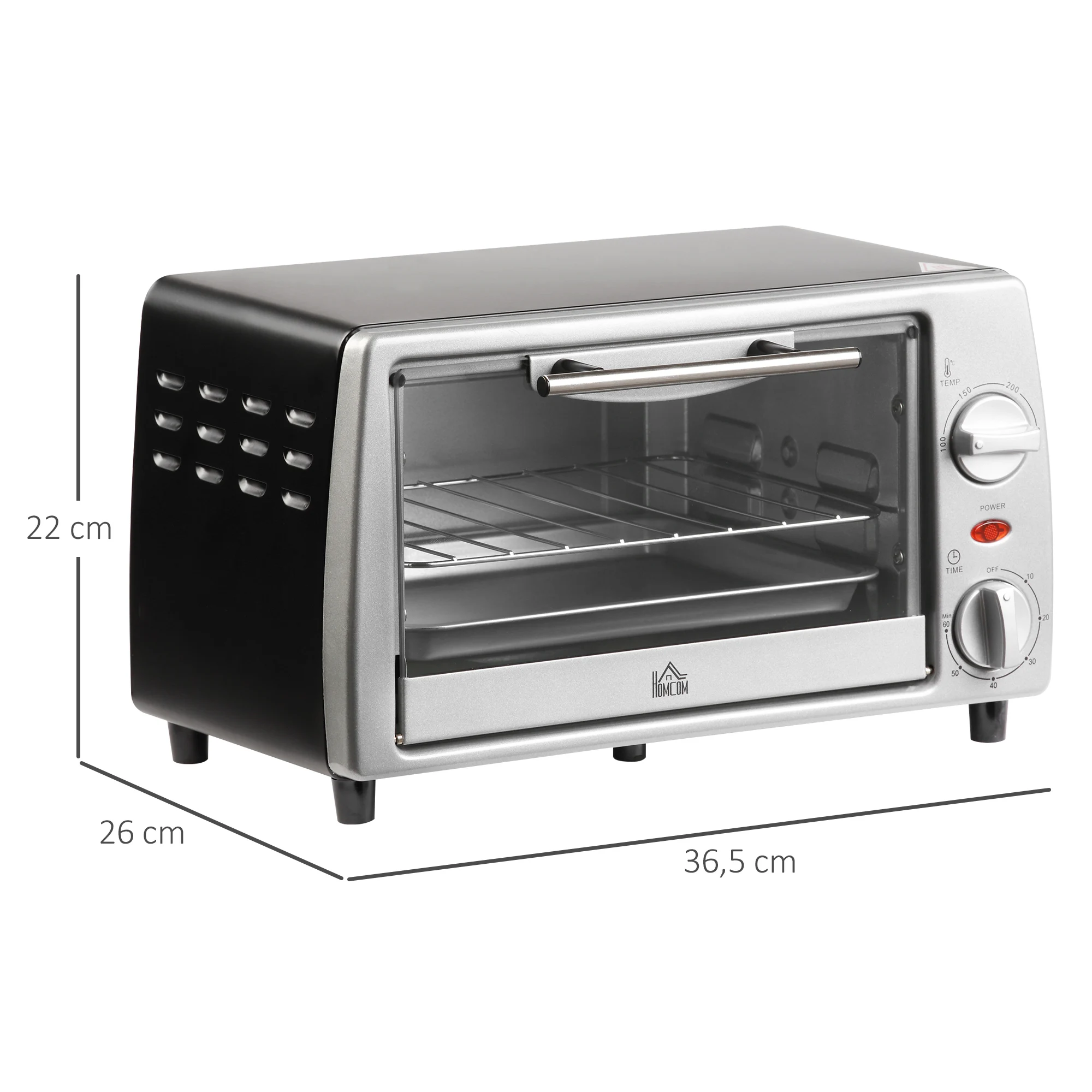 Forno Elettrico Da Tavolo Homcom 10 L 750W Temperatura 230 ℃ 36,5X26X22 cm Argento 3