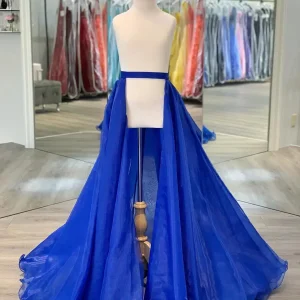 Real Image Royal Blue Long Organza Overlay Long Bridal staccabile Train Women Maxi gonna lunghezza pavimento gonna in Organza 1