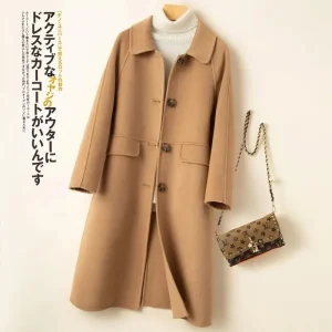 Cappotto di lana ispessito da donna di media lunghezza elegante da donna di piccole dimensioni capispalla autunno inverno nuovo stile vestibilità ampia crusca cinese 1