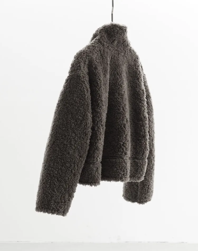 Cappotto in lana 100% stile Teddy ~ Giacca corta da donna in stile pigro Top ampio Autunno e inverno Nuovo modello 2025 Pelliccia sintetica 6