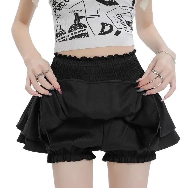 Gonna corta bianca a vita alta con torta Gonna a pieghe in miniatura gonfia anti-luce che previene l'esposizione Pantaloni con gonna in fibra di poliestere 5