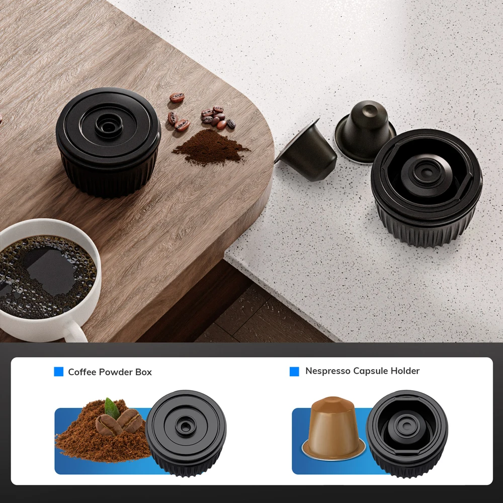 ROUNY Macchina per caffè espresso portatile USB Mini caffettiera leggera da viaggio per auto all'aperto Zaino da campeggio, Nero 4