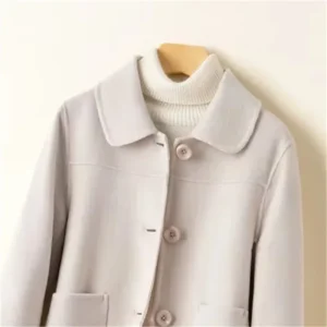 Autunno Inverno Nuovo High-End Cappotto di lana di colore solido Moda donna Colletto per bambola Manica lunga Tasca Giacca di lana Capispalla femminile T1499 1