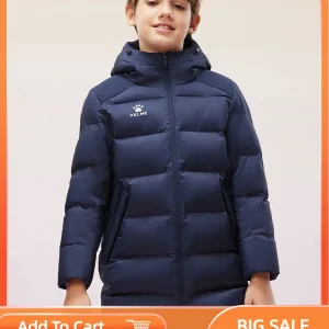 Kelme Abbigliamento lungo in cotone per bambini Giacca invernale da allenamento per calcio color block Giacca sportiva in cotone caldo antivento in cotone 1