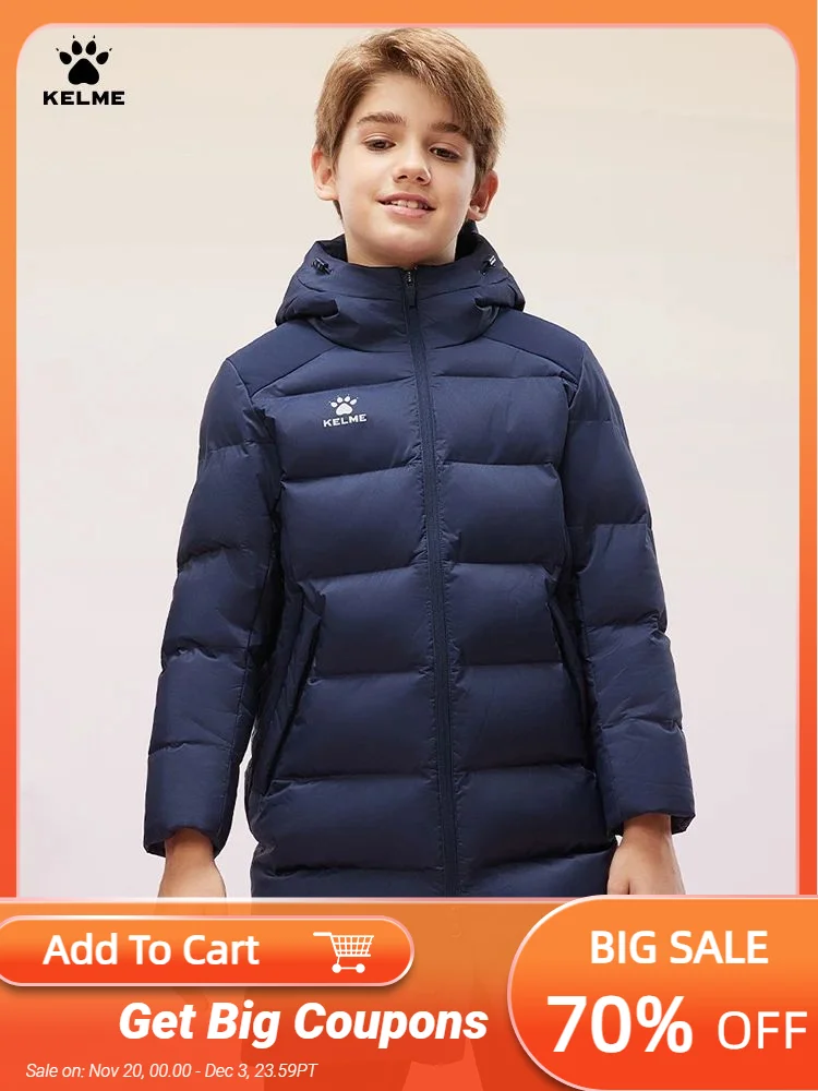 Kelme Abbigliamento lungo in cotone per bambini Giacca invernale da allenamento per calcio color block Giacca sportiva in cotone caldo antivento in cotone 1