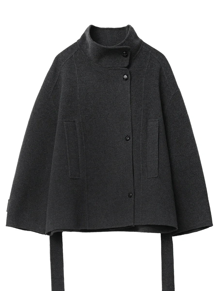 CHIC VEN Donne coreane Cintura double face Cappotto di lana Cappotto allentato Solido Capispalla da donna Ragazza Giubbotti Autunno Inverno 2025 6