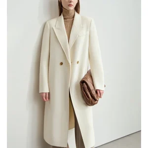 AMII Minimalism Cappotto di lana 100% da donna 2025 Cappotto invernale con spalline Colletto completo Cappotto da pendolare con spacco posteriore su due lati 12444015 1