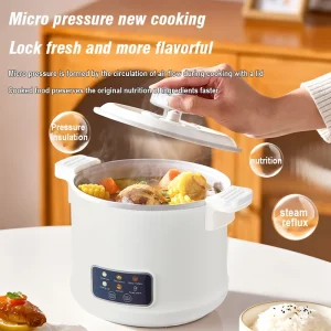 Fornello di riso elettrico 220V Fornello di riso a micro pressione da 1,8 litri per 1-2 persone Pentola calda domestica multifunzionale, porridge, zuppa 1