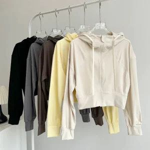 Giacca da yoga casual con cappuccio a pipistrello da donna per l'autunno inverno, pilates all'aperto, fitness, corsa, attrezzatura sportiva ampia per il fitness 1