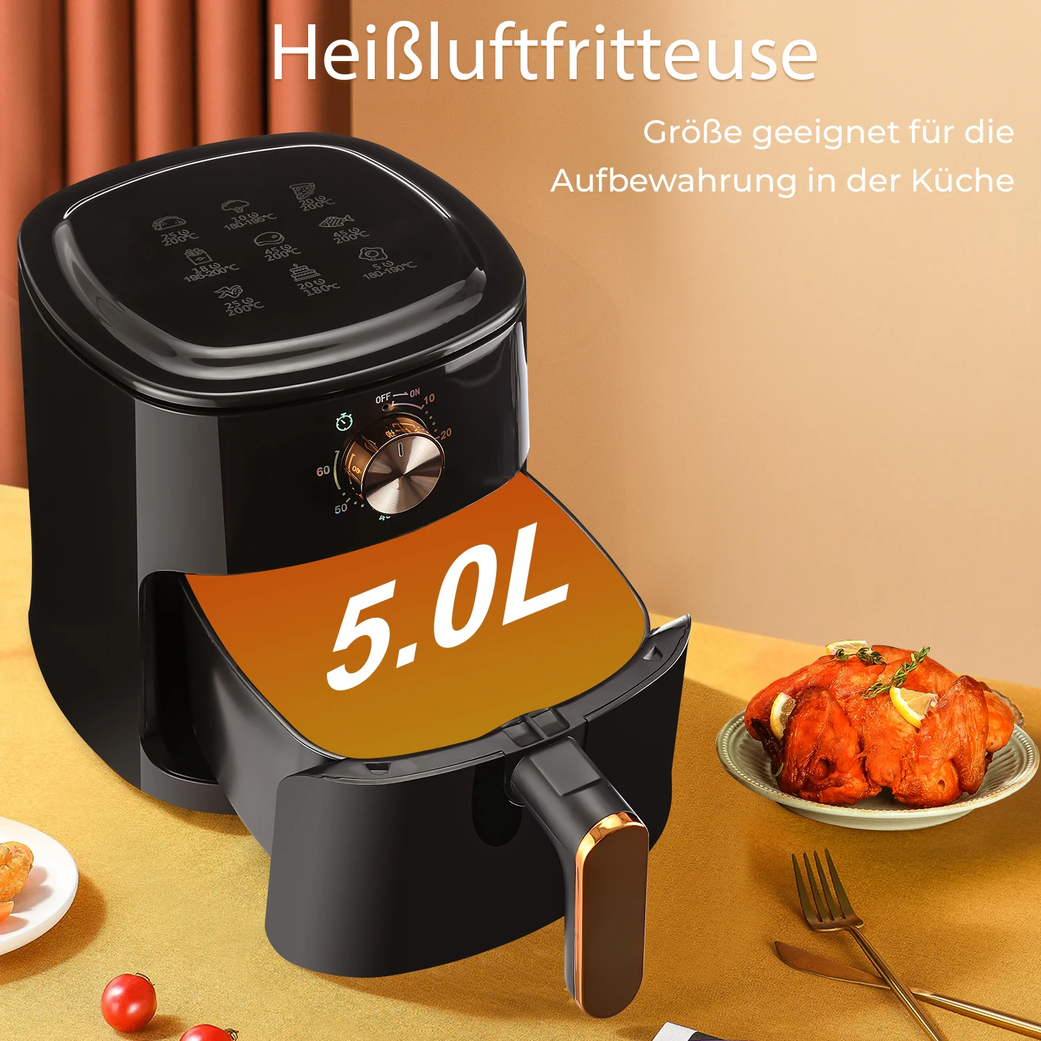 Friggitrice ad aria Friggitrice elettrica multifunzionale intelligente di grande capacità per uso domestico Macchina per patatine fritte Forno elettrico completamente automatico 2