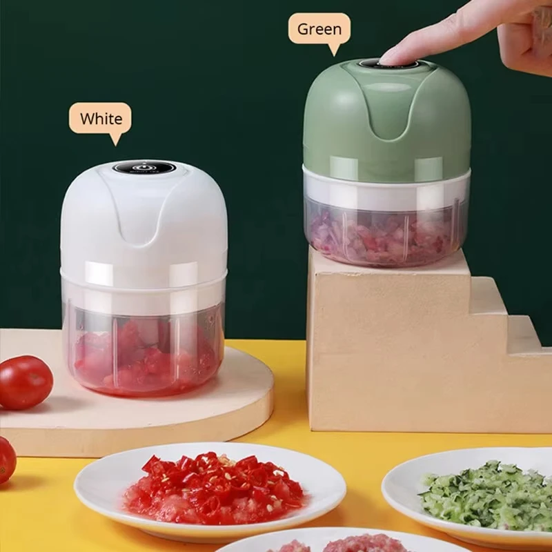 Mini schiacciaaglio 250 ml tritatutto elettrico per aglio verdure peperoncino carne zenzero schiacciapatate cucina durevole frullatore portatile 1