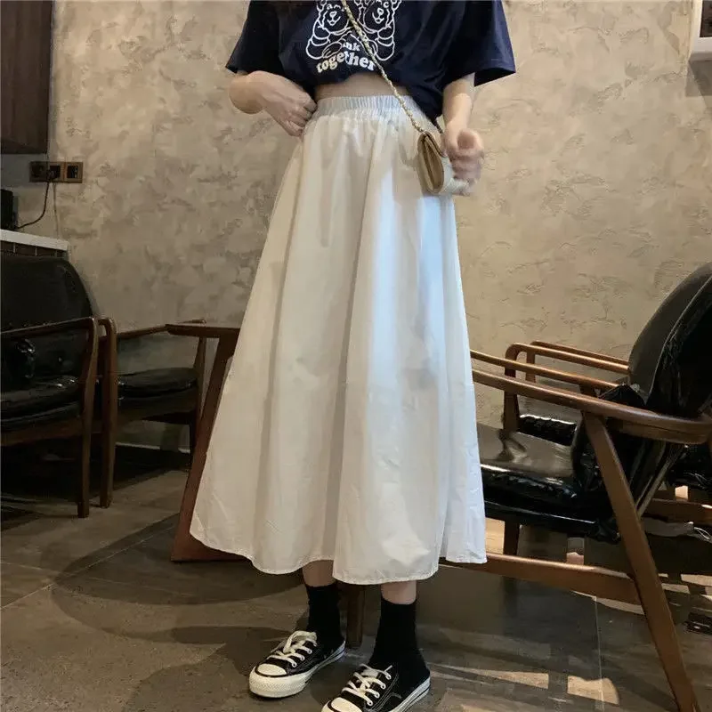 Elegante gonna a trapezio a vita alta Design semplice in tinta unita Stile preppy per gli studenti che pendono in estate Nuovo arrivo 2