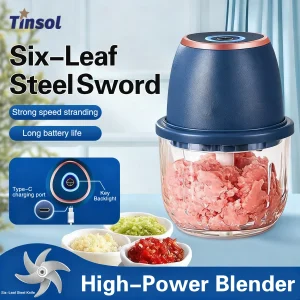 TINSOL 350ML Food Chopper Tritacarne Elettrico Aglio Masher USB Multifunzione Affettatrice Frullatore Cucina Robot da Cucina 1