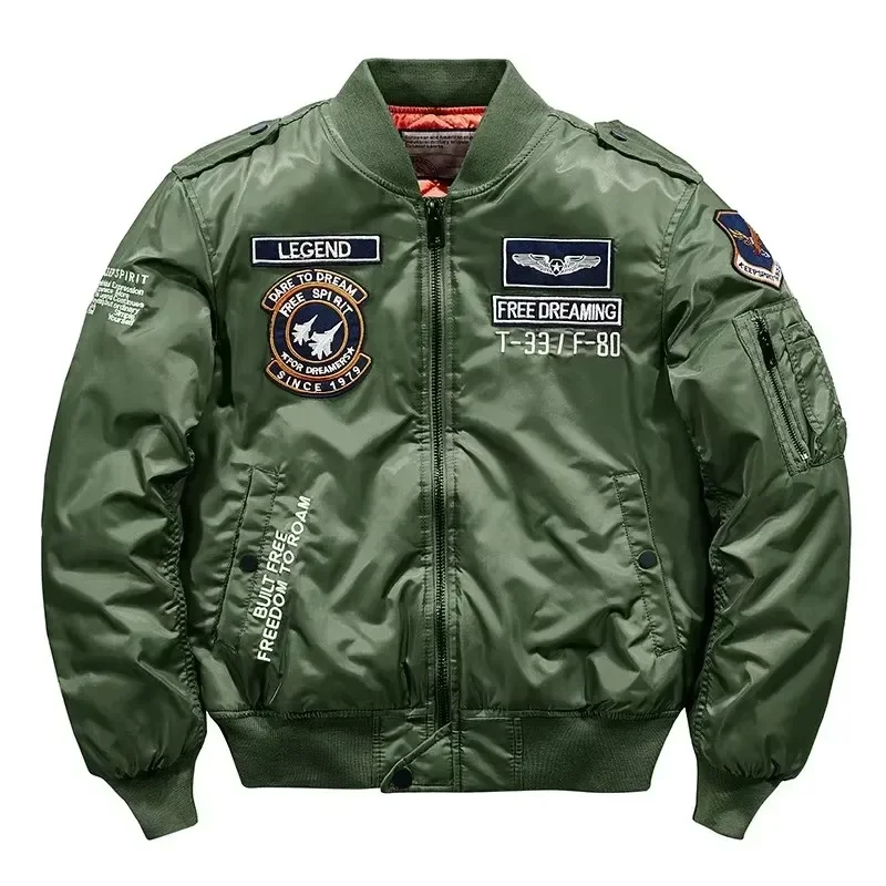 Nuovi uomini invernali addensano giacche da volo calde Air Force Aggiungi cotone ricamo Parka cappotto bomber casual capispalla maschile 2