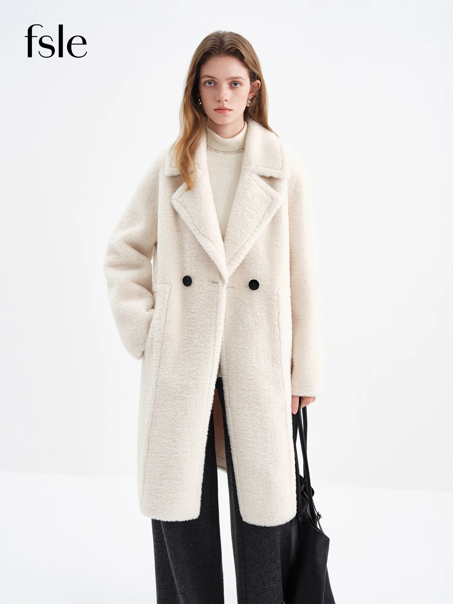 FSLE Cappotto in lana di agnello in pelliccia sintetica scamosciata da donna Colletto rovesciato 2025 Cappotto invernale nuovo stile Cappotto peloso Semplice pendolarismo solido 1