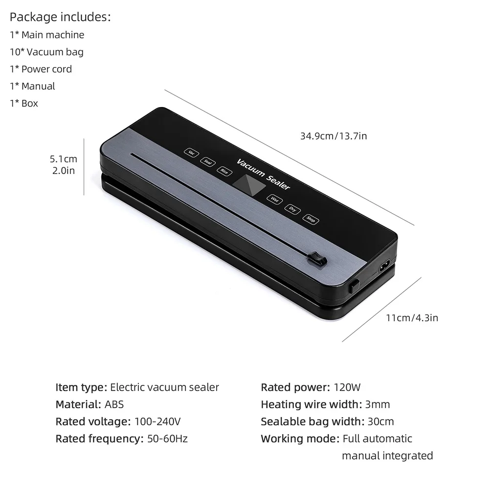 Sigillatrice sottovuoto elettrica Sigillatura per imballaggio alimentare secco/bagnato per mantenere i pulsanti touch freschi Display digitale Pulizia staccabile 2