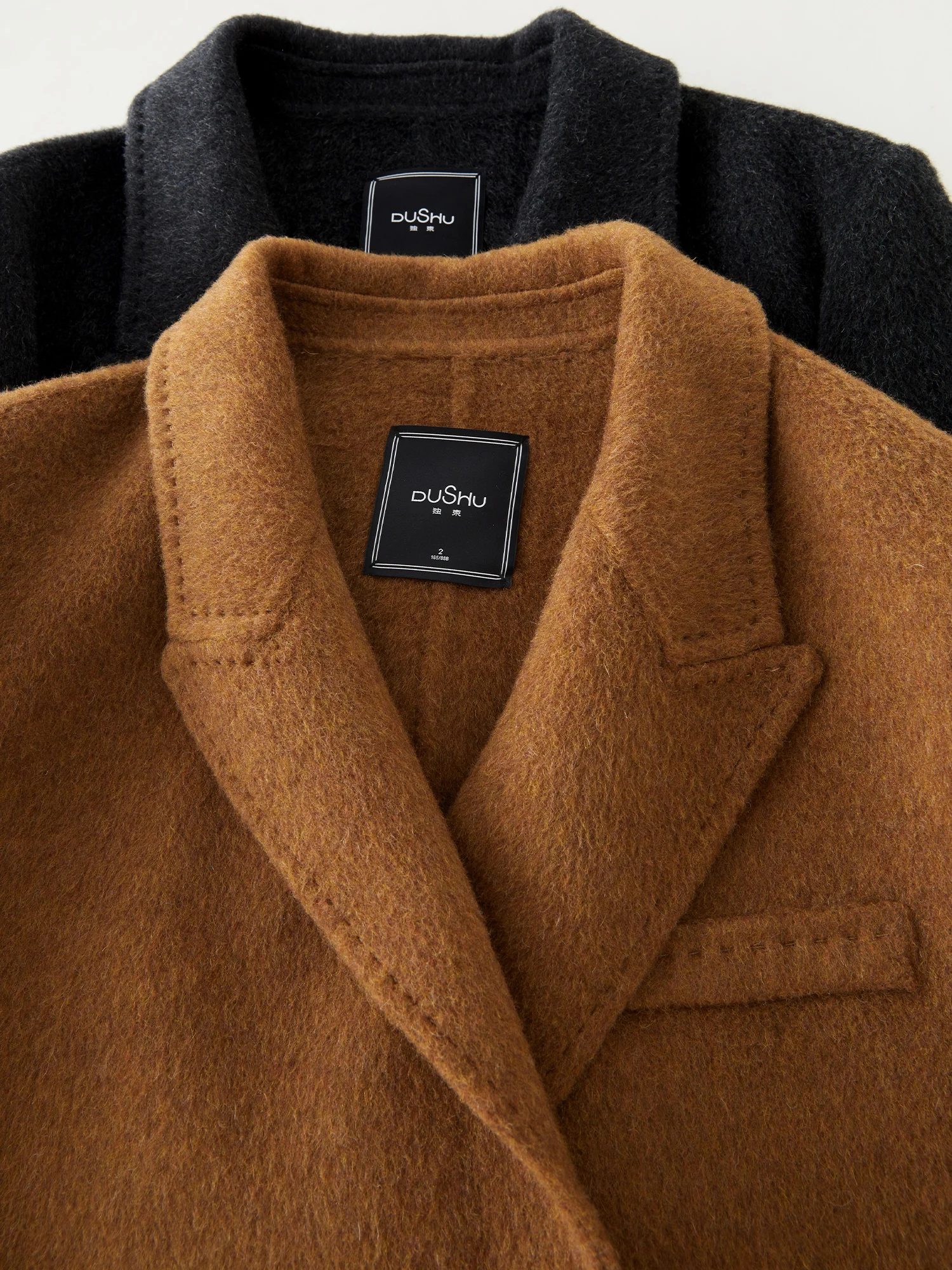 DUSHU 81.1% Lana Plus Size Cappotto di lana di yak double-face alla moda per le donne 2024 Inverno Nuovo design 2 colori Cappotto caldo 24DH84037 5