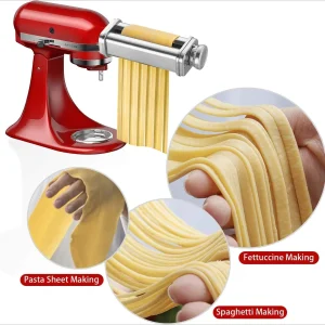 Accessorio per pasta per mixer KitchenAid, rullo per fogli di pasta, taglierina per spaghetti, tagliatelle in acciaio inossidabile adatte a tutti i chef KitchenAid 1