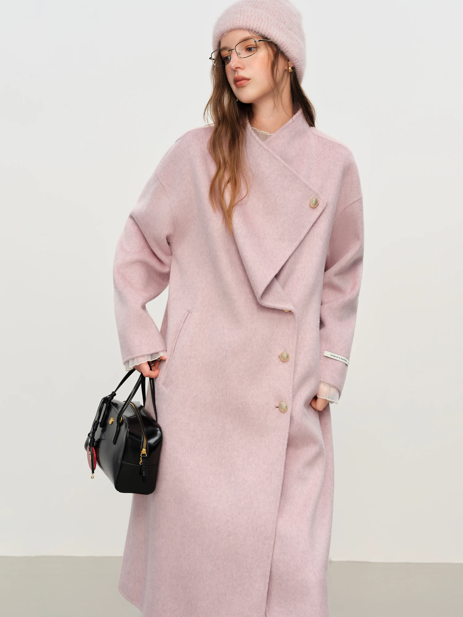 FSLE 【Serie Premium】 Cashmere Lusso Casual Colletto Autonomo Elegante Cappotto Double Face Donna 2025 Nuovo Cappotto di Lana di Arrivo 4